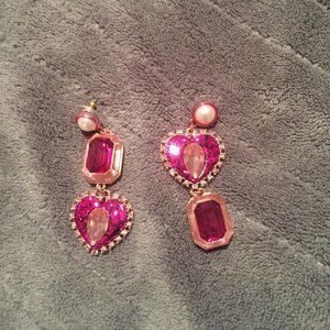 Betsey Johnson Pink Glitter Earrings